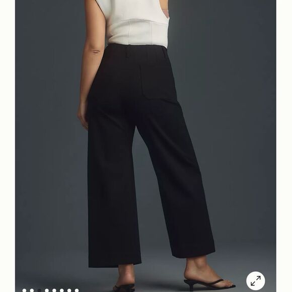 NEW Anthropologie Maeve The Colette Ponte Crop Wide-Leg Pants Size 24W black - Picture 3 of 13
